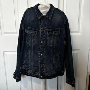 Lee Men's XL Dark Wash Denim Trucker Jacket Stretch Jean Coat Premium Outerwear